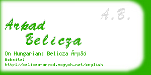 arpad belicza business card